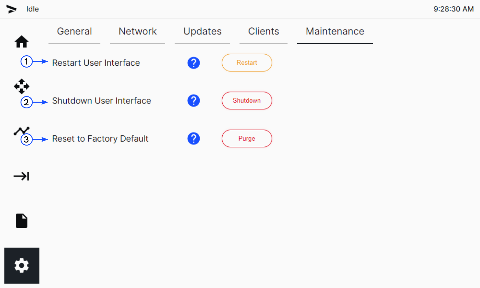 Maintenance Tab