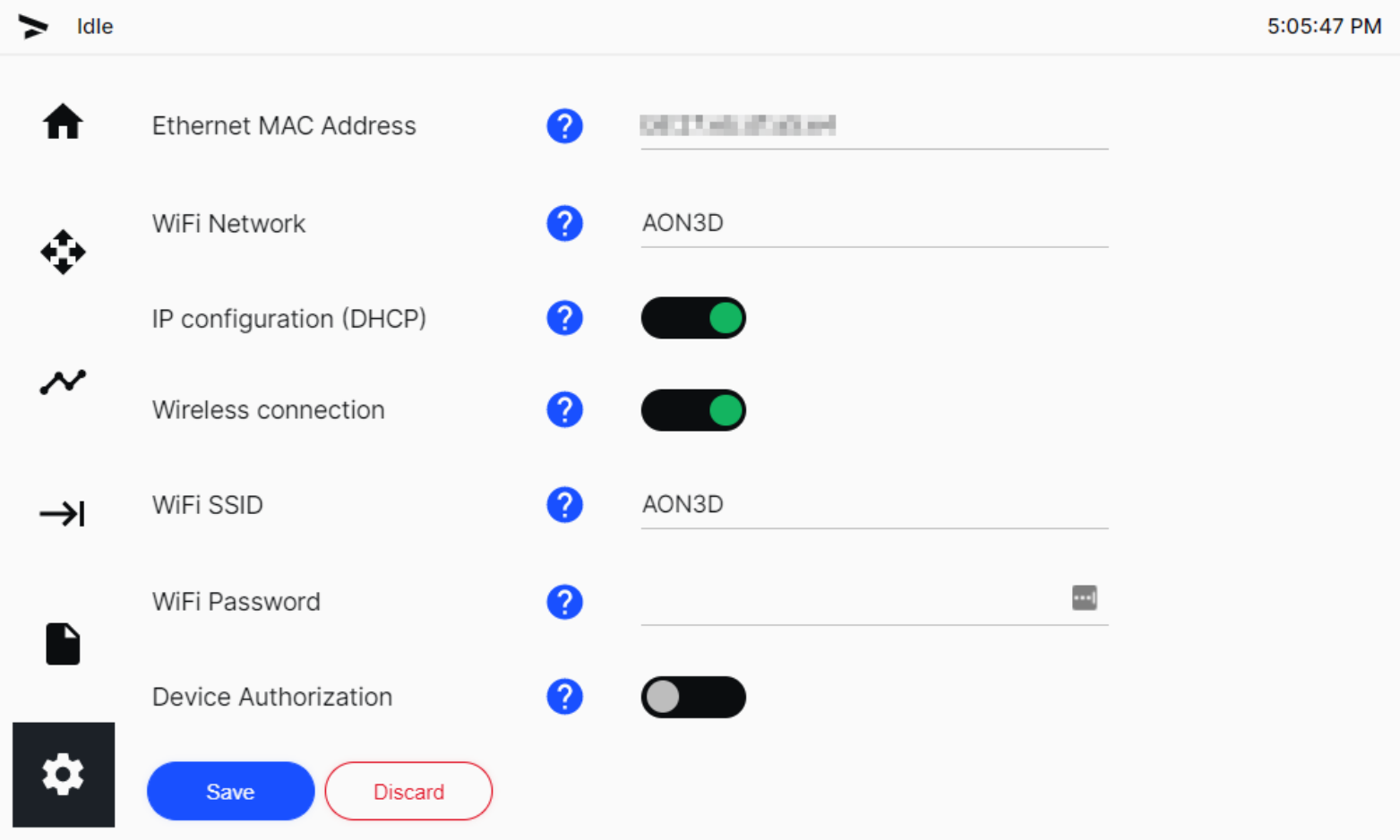 Network Tab - Wireless Connection