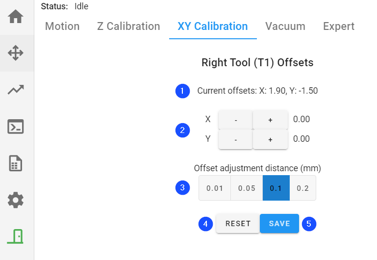 XY Calibration Tab