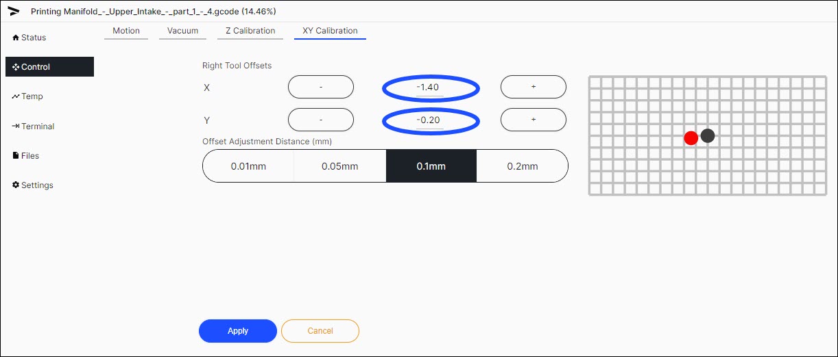 XY Calibration Screen