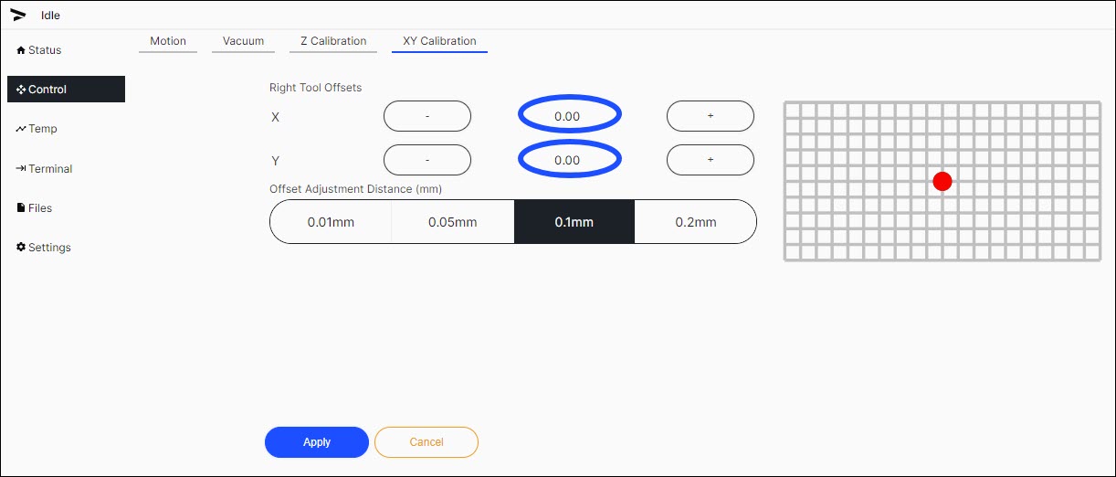 XY Calibration Screen