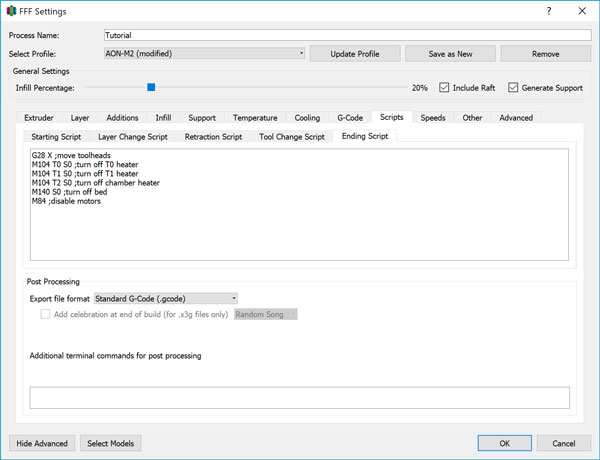 Editing the G Code for a 3D printer 